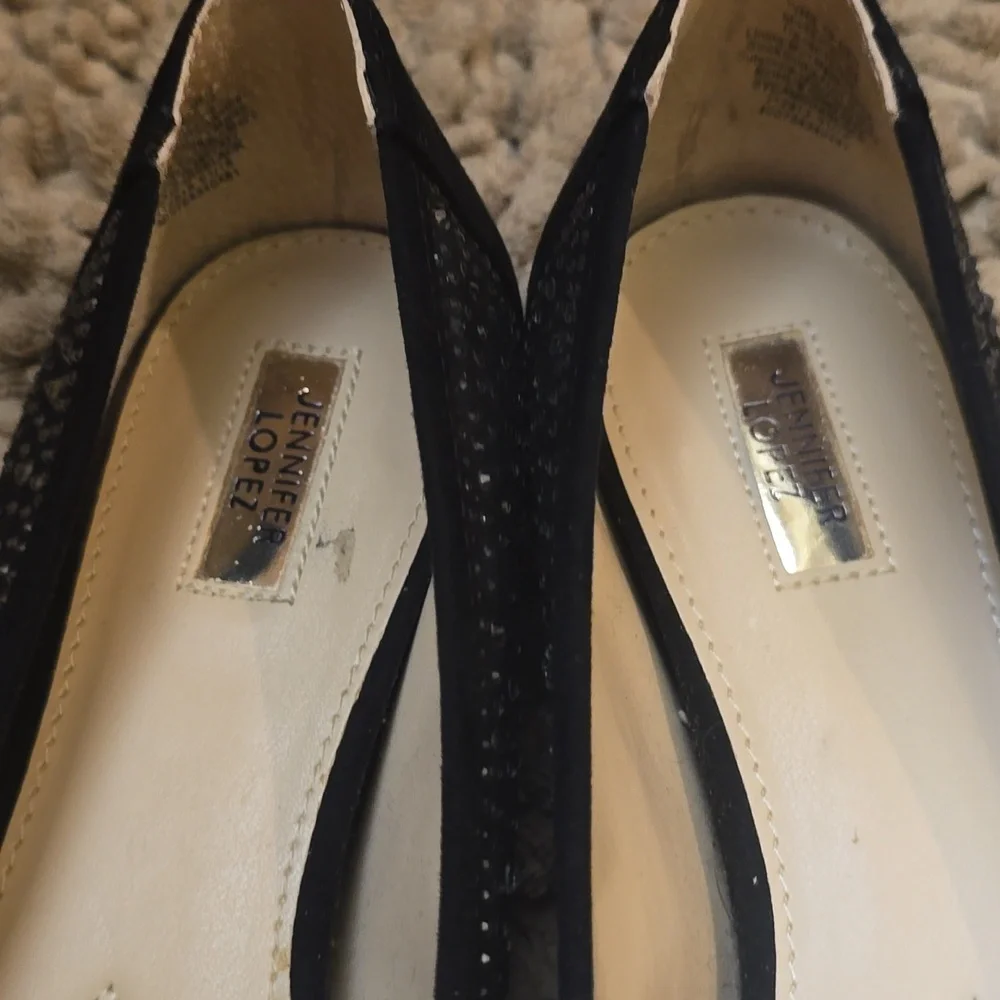 Jennifer Lopez Womens Size‎ 10 Black Studded Flat Shoes